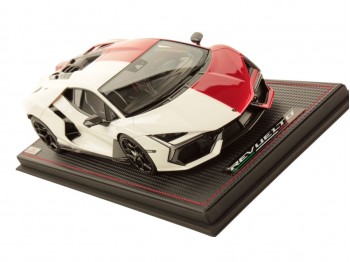 Lamborghini Revuelto Journée Lamborghini Japon MR Collection 1/18 LAMBO058SE12 Blanc Asopo vire au Rouge Khonsu avec vitrine
