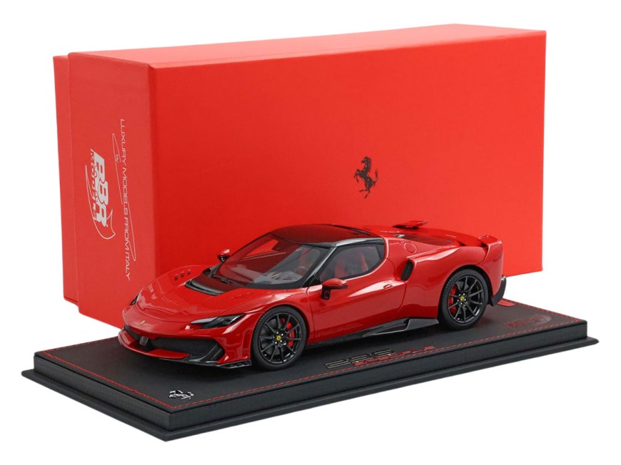 Ferrari 296 Speciale BBR Models 1/18 P18269B1 Corsa Red Black Roof with display case