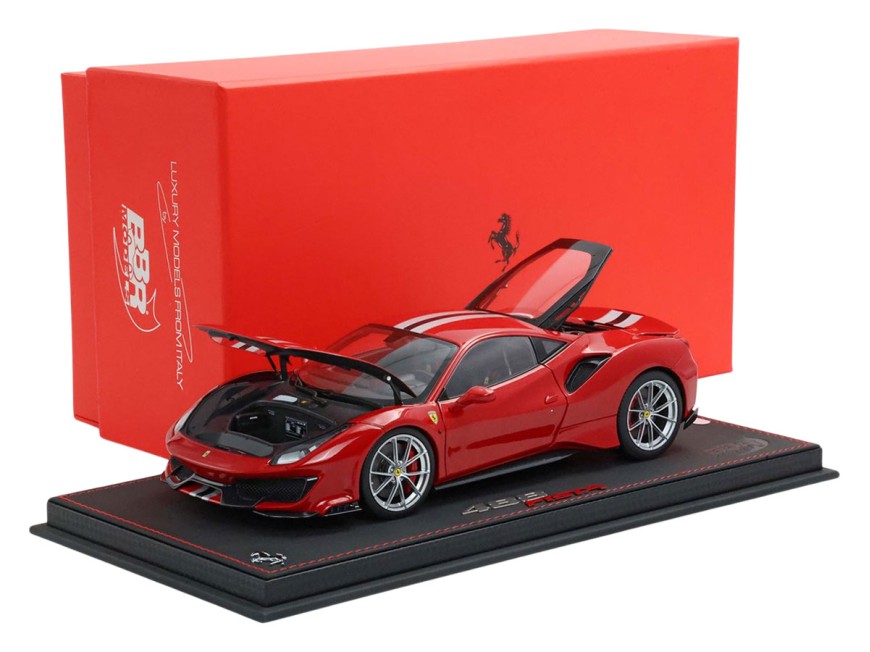 Ferrari 488 Pista die-cast ouvrable BBR Models 1/18 HE180055DIE Rouge Corsa avec vitrine