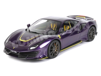 Ferrari 488 Pista die-cast ouvrable BBR Models 1/18 HE180055DDIE Violet Hong Kong avec vitrine