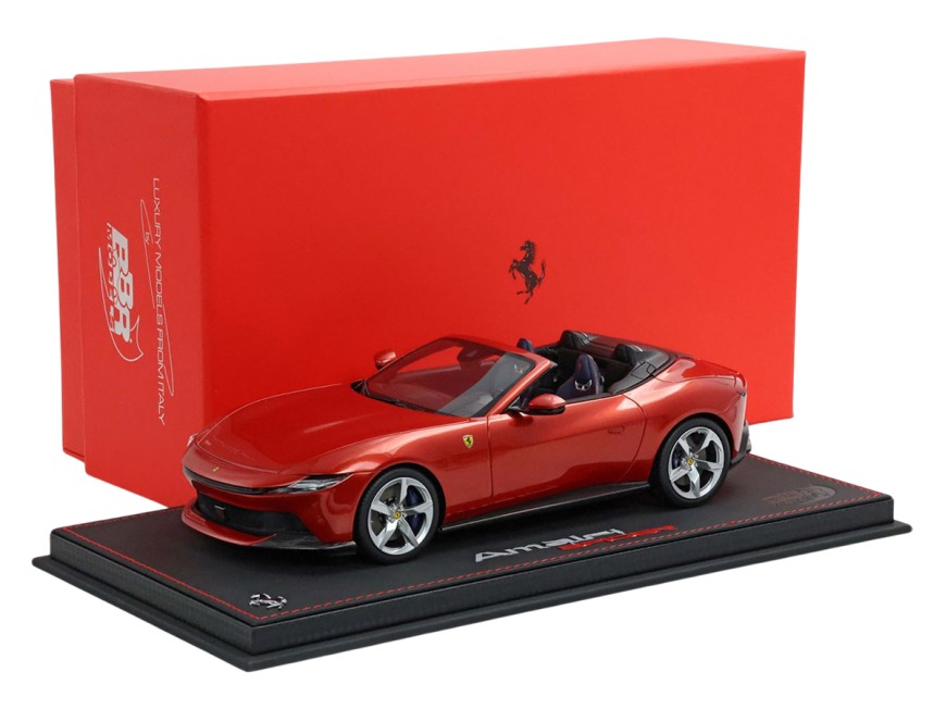 Ferrari Amalfi Spider BBR Models 1/18 P18281A Rouge Tramonto avec vitrine
