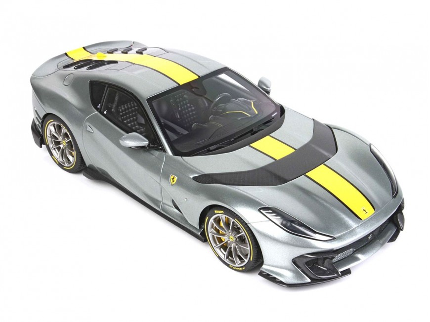 Ferrari 812 Competizione BBR Models 1/18 P18207A Grigio Coburn Metallizzato con vetrina
