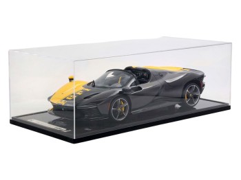 Ferrari Daytona SP3 Spider Tailor Made 599+1 BBR Models 1/12 BBR1217O Modena Yellow and Carbon Fiber with display case