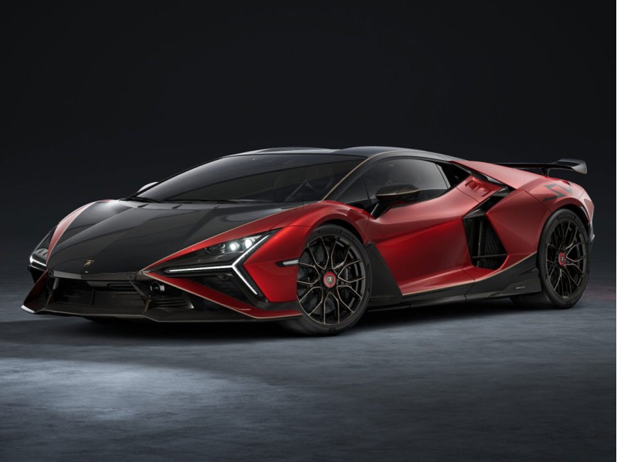Lamborghini Revuelto SV MR Collection 1/18 LAMBO066A Rosso Efesto con livrea Nero/Bronzo con vetrina