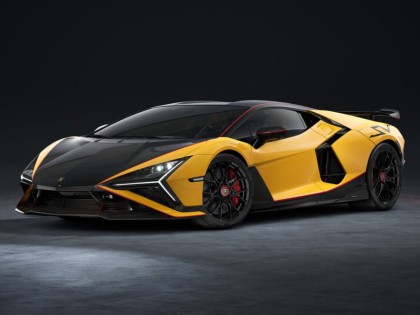 Lamborghini Revuelto SV MR Collection 1/18 LAMBO066D Giallo con livrea Nero/Rosso con vetrina
