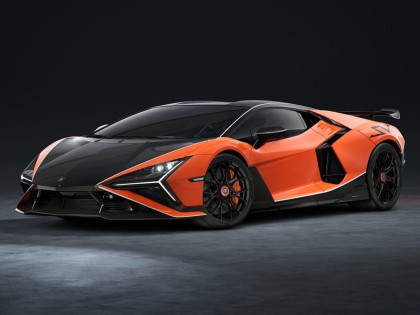 Lamborghini Revuelto SV MR Collection 1/18 LAMBO066E Arancio Apodis con livrea Nero/Bianco con vetrina