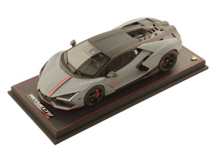Lamborghini Revuelto NA63 MR Collection 1/18 LAMBO058NA63D Gris Acheso avec vitrine