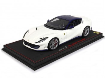 Ferrari 812 Superfast BBR Models 1/18 P18147W Metallic Italia White with display case